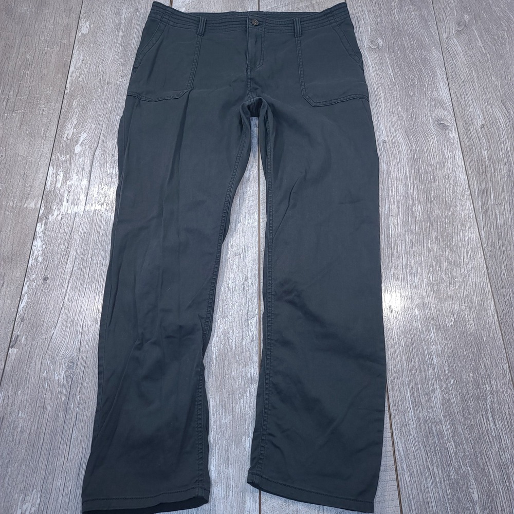 Prana Pants Womens 12 Charcoal Grey Organic Cotton Sancho Boyfriend fit Trousers